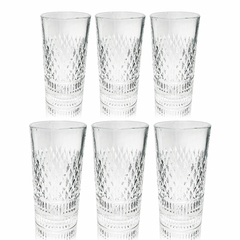 Jg De Copos Long Drink Cristal Grosso Lapidados Nobres