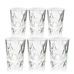 Jg De Copos Whisky Cristal Grosso Lapidados Modernos