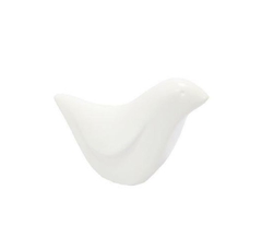 Enfeite Passaro Decorativo Ceramica Branco Menor Luxo