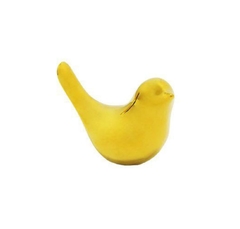 Enfeite Passaro Decorativo Porcelana Dourado Luxo