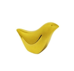 Enfeite Escultura Passaro Decorativo Porcelana Dourado Luxo