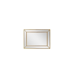 Espelho 110cm Cristal Bisotado Madeira Perolado Dourado