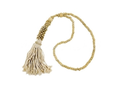 Colar de Mesa 72cm Decorativo Bege Fibra Luxo