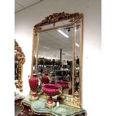 Espelho Cristal Bisotê Moldura Entalhes Classicos Dourado Florão - comprar online