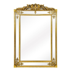Espelho Cristal Bisotê Moldura Entalhes Classicos Dourado Florão