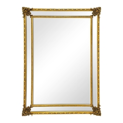 Espelho Palaciano Cristal Bisotê Moldura Ouro Envelhecido