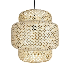 Lustre Decorativo em Rattan Natural Xadrez Fino Acabamento