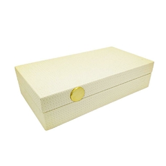 Caixa Decorativa Maior Tom Suave Texturizado Detalhe Dourado Circulo