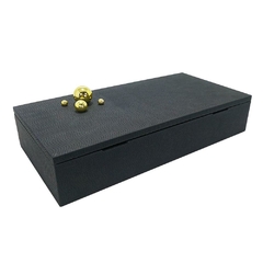 Caixa Decorativa Couro Preto Maior Enfeite Esferas