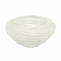 Vaso Cristal Branco Lapidados Horizontal Moderno Design