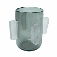 Vaso Cristal Médio Relevo Retangular Incolor Belíssimo