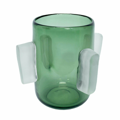 Vaso Cristal Médio Relevo Retangular Incolor Belíssimo - comprar online