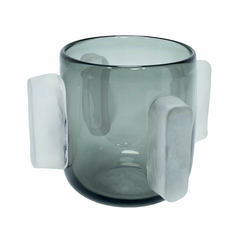 Vaso Cristal Menor Relevo Retangular Incolor Belíssimo