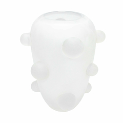 Vaso Cristal Médio Fosco Relevos Bolas Fino Acabamento