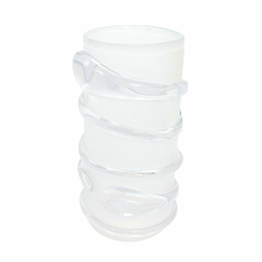 Vaso Cristal Maior Incolor Redondo Relevo Serpenteando