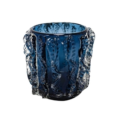 Vaso Murano Baixo Relevos Bolhado Incolor Alta Decoração