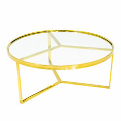 Mesa de Centro Redonda Moderna Metal Dourado Minimalista