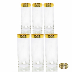 Conj Copos Agua Cristal Italiano Borda Ouro Prensado Grego Versac