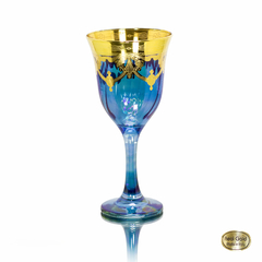 Taça pra Vinho Cristal Italiano Guirlandas em Ouro Prensado
