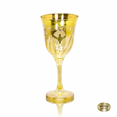 Taça Vinho Cristal Italiano Dourado Guirlandas em Ouro Prensado