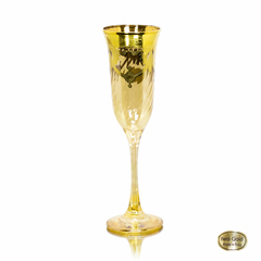 Taça Champagne Cristal Italiano Âmbar Guirlandas em Ouro Prensado