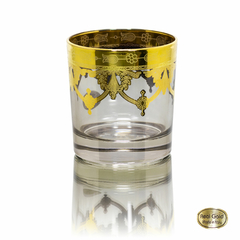 Copo Whisky Cristal Italiano Fumê Ouro Prensado Design Classico