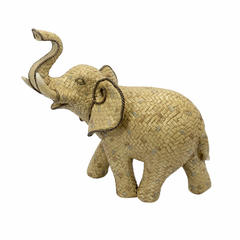 Escultura Fibra Natural Elefante Tromba Pra Cima Finos Luxo