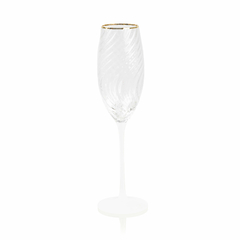 Conjunto Taças Champagne Cristal Abaulado Filetado à Ouro Alto Padrão - comprar online