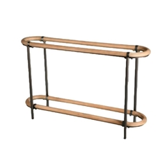 Aparador Rustico Minimalista Madeira Natural Metal Preto Laterais - comprar online