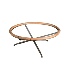 Mesa de Centro Redonda Madeira Natural Rustico Tampo de Vidro Pés na Diagonal - comprar online