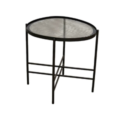 Mesa Lateral Redonda Metal Preto Tampo Vidro Moderno Design Base em X - comprar online