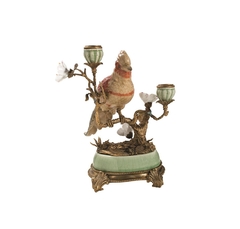Candelabro Bronze E Porcelana Passaro E Florais - comprar online