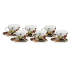 Jogo De Xicara Cappuccino Porcelana Nobre Florais Colorido na internet