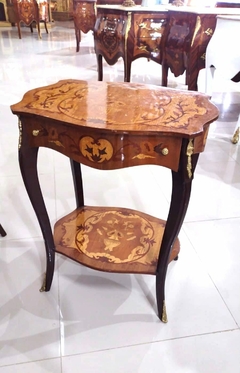 Mesa De Apoio Retangular Marchetaria Francesa C Gaveta