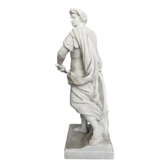 Escultura De Guerreiro Mármore Branco Esculpido A Mão Jardim - LUXdécor