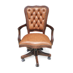 Cadeira com Braço Giratória Inglesa Capitonê Ajuste de Altura e Relax Design de Luxo