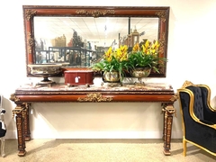 Aparador Espelho Gigante Luxuoso Bronze Em Flores Madeira Ma