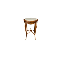 Mesa Lateral Europeu Entalhes Maciço T Marmore Redonda - comprar online