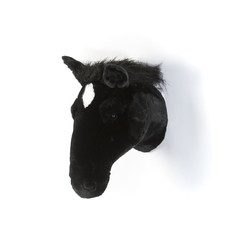 Cabeça Cavalo Preto Pelúcia Decoração De Parede - loja online