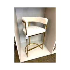 Banqueta Pr Bar Moderna Metal Dourado C Branco Luxuoso - loja online