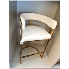 Banqueta Pr Bar Moderna Metal Dourado C Branco Luxuoso - loja online
