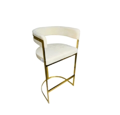 Banqueta Pr Bar Moderna Metal Dourado C Branco Luxuoso - loja online