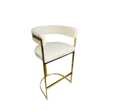 Banqueta Pr Bar Moderna Metal Dourado C Branco Luxuoso - loja online