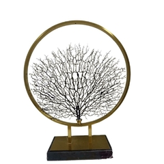 Escultura Decorativa Metal Dourado Galhos Secos Rico Detalhes com Base
