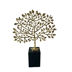 Par de Escultura Decorativa Metal Dourado Arvore Folhas com Base na internet