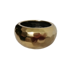 Vaso Redondo Dourado Design Martelado Acabamento Formosa