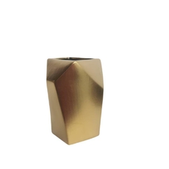 Vaso Ceramica Dourado Design Geometrico Decoração Formosa