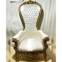 Poltrona Trono BBB Rainha Alto Dourada Madeira Maciça Entalhes Classicos - comprar online
