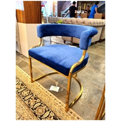 Cadeira Poltrona Moderna Metal Dourado Tecido Azul na internet