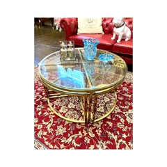 Mesa Auxiliar Moderna Metal Dourado C Vidro Alta Decoração - LUXdécor